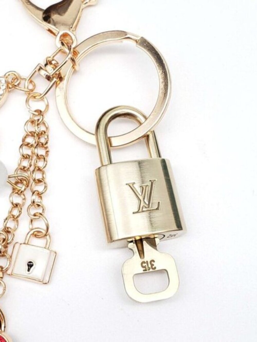 Authentic LV Gold Padlock & Key Set ✨ Luxury Bag Charm w/ Keychain - Picture 8 of 10
